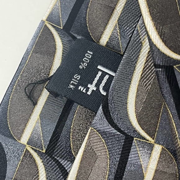 VTG Gallant Silk Tie Neutral Retro MCM  Black Brown Tan Cream Silver Gray - Picture 10 of 13
